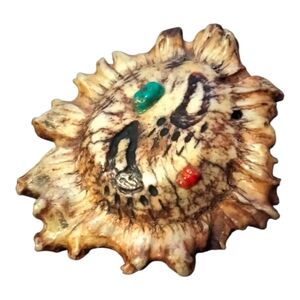 ANTLER BELT BUCKLE INLAID STONE VINTAGE / ANTIQUE